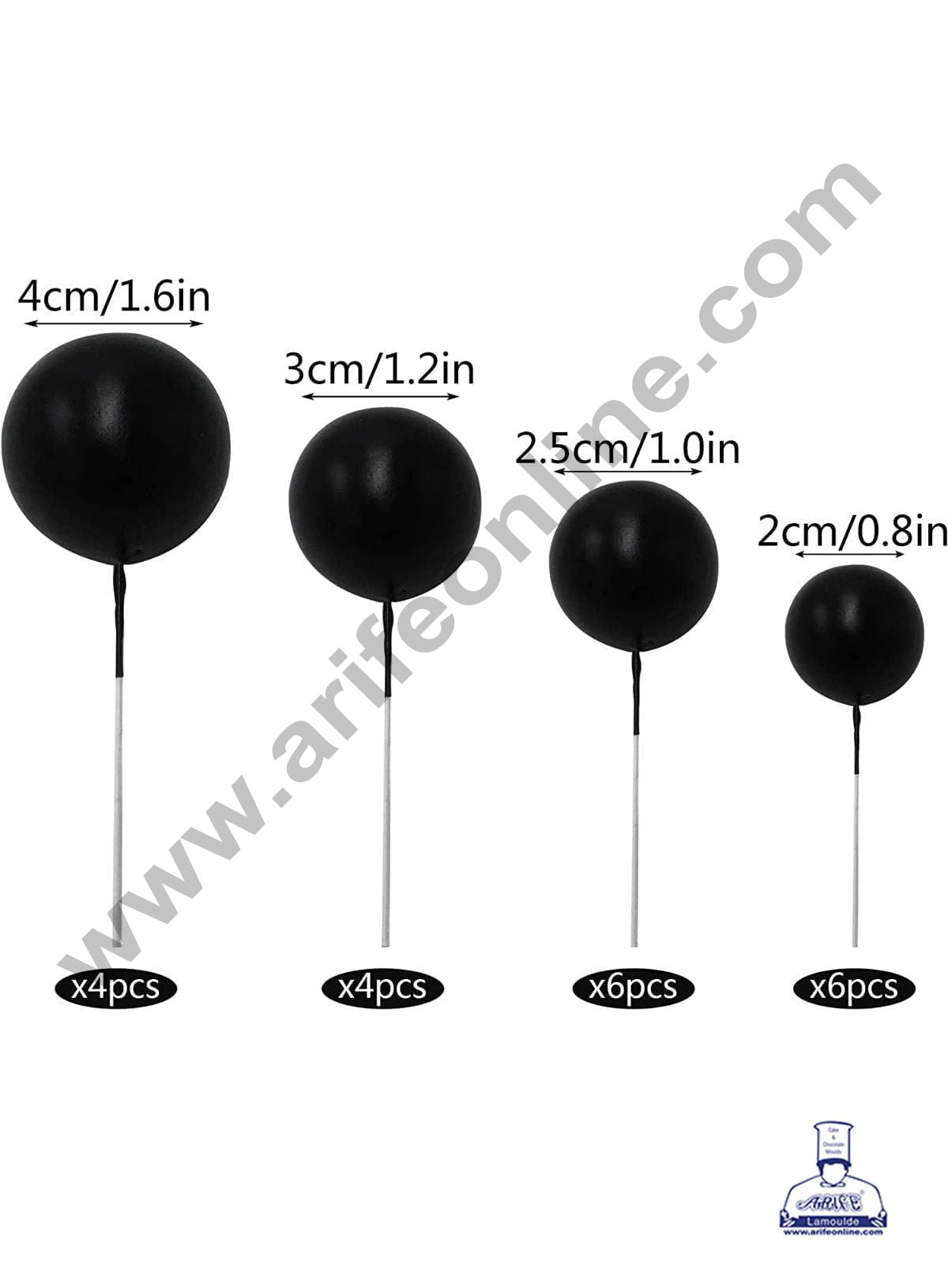 Black Faux Balls Topper For Cake and Cupcake Decoration - 20 pcs Pack (SB-BlackBall-20) (MOQ 300 PACKET 1 CRTN) (IM)