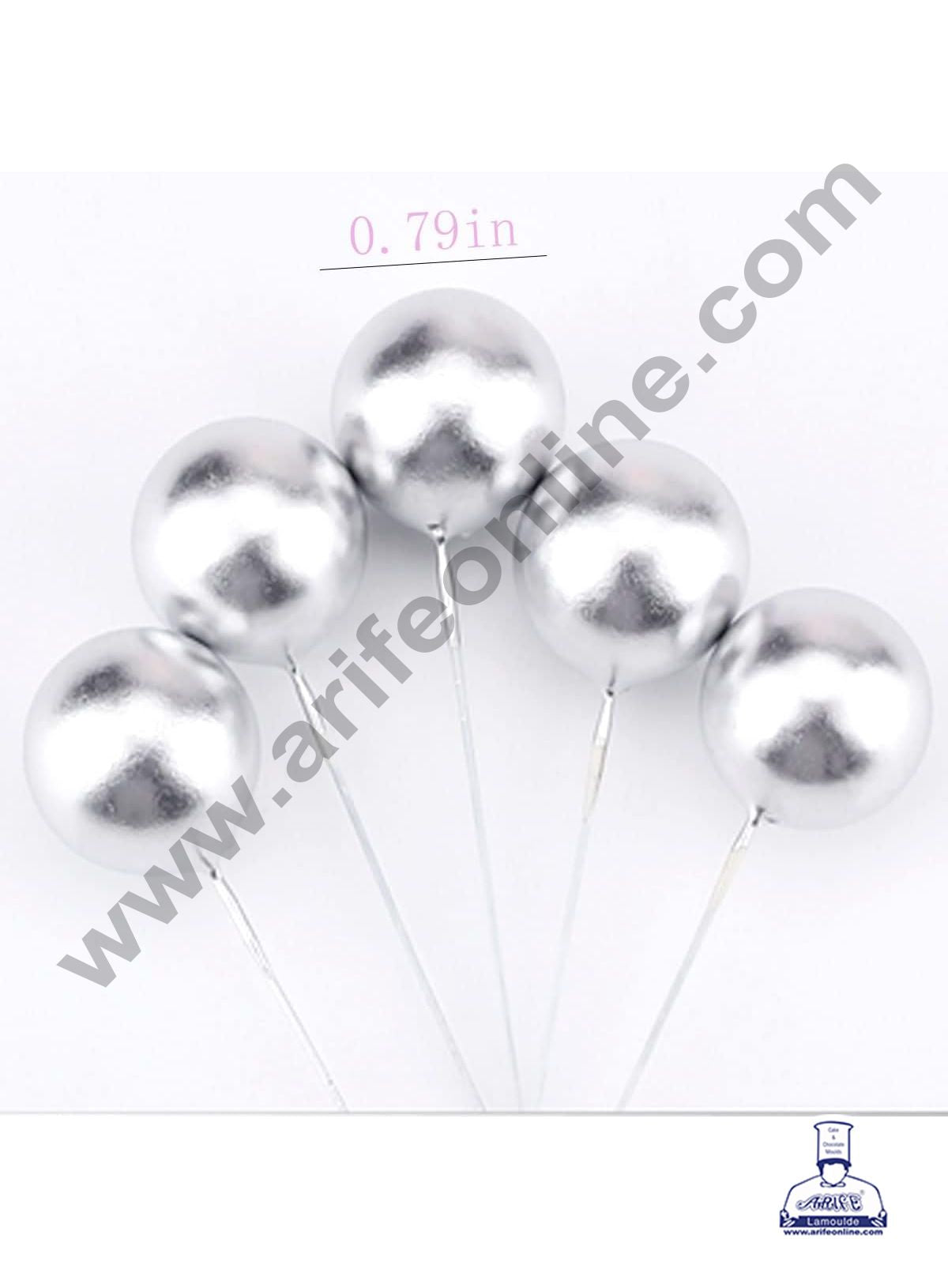 Silver Faux Balls Topper For Cake and Cupcake Decoration - 20 pcs Pack (SB-SilverBall-20)  (MOQ 300 PACKET 1 CRTN) (IM)