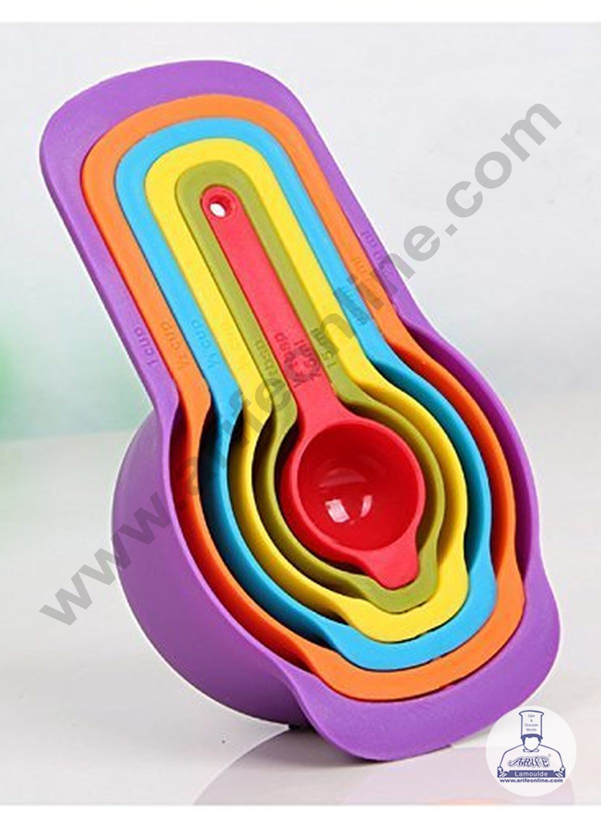 6 in 1 Plastic Measuring Cups and Spoon, Multicolor Cups and Spoon Set  (MOQ 12 PCS)