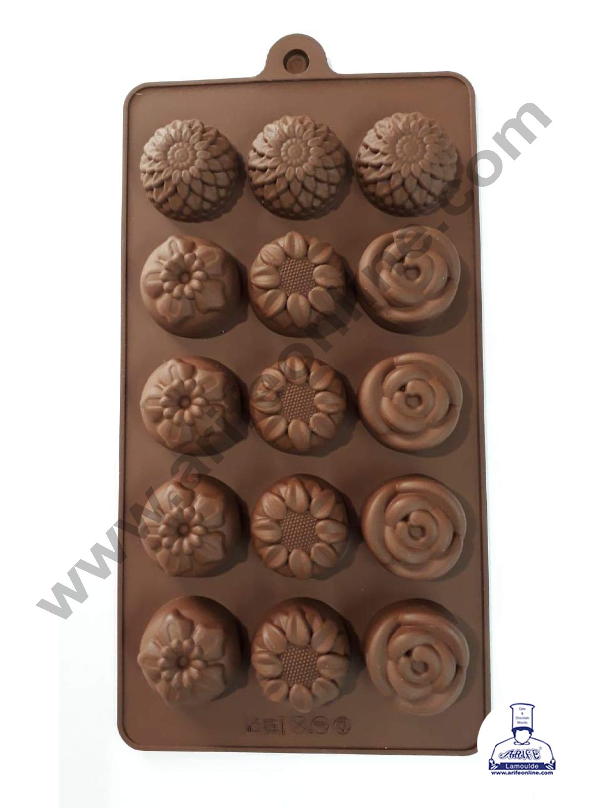 Silicon 15 Cavity Flowers Design Brown Chocolate Mould, Ice Mould, Chocolate Decorating Mould  (MOQ 12 PCS)