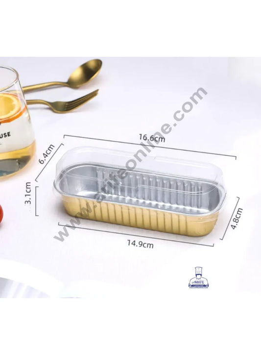 Rectangle  Aluminium Tin Foil Bake & Serve Cup with Lid | Aluminium Containers | Non-Stick Foil Baking container - Gold - 2000 Pcs per cartoon (MOQ 1 CRTN)  (L)