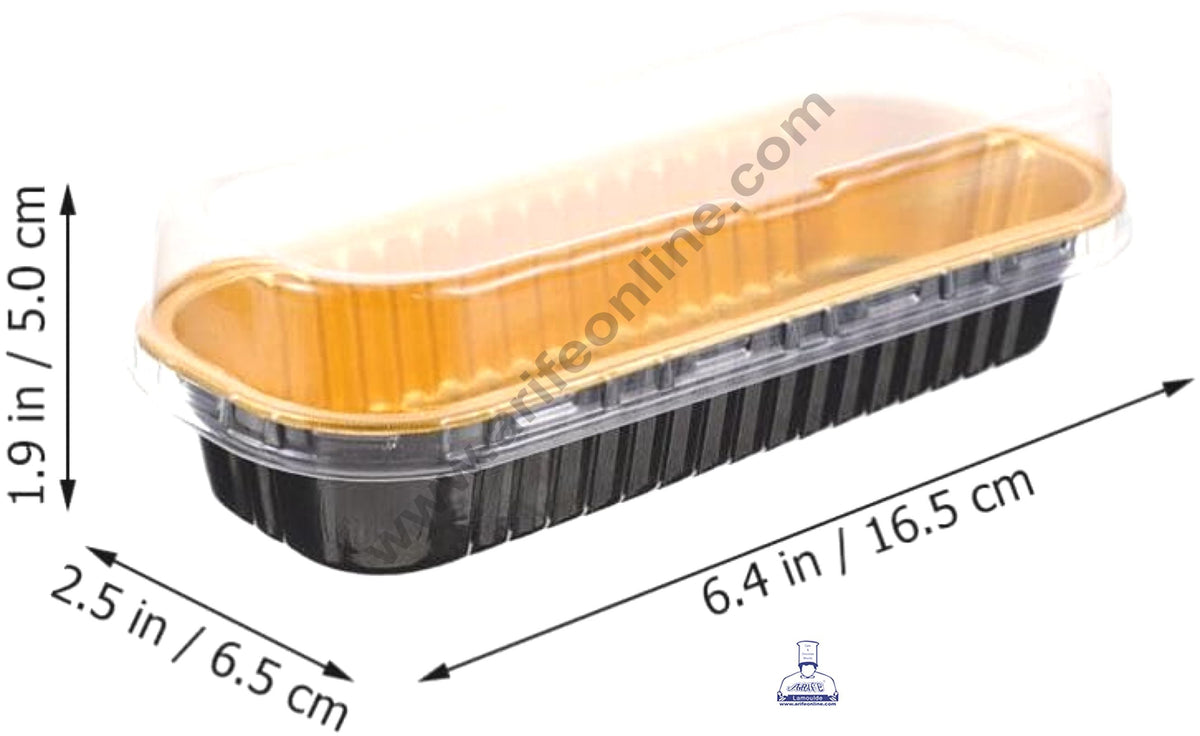 Rectangle  Aluminium Tin Foil Bake & Serve Cup with Lid | Aluminium Containers | Non-Stick Foil Baking container - Black-  2000 Pcs per cartoon (MOQ 1 CRTN) (L)