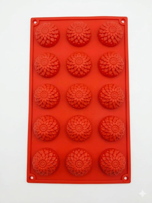 15 Cavity Silicon Dahlia flower Design Mould Baking Chocolate Cake (SBSM-14) (MOQ 12 PCS)
