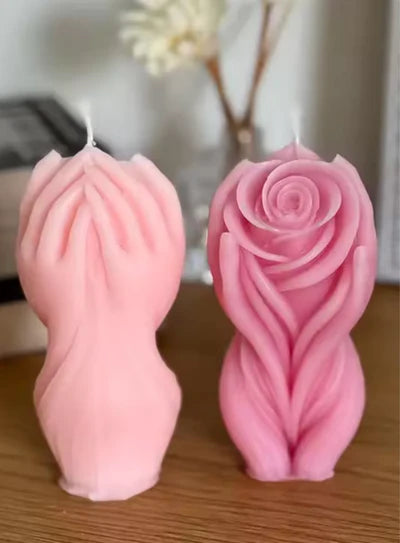 3D Hand-Cupped Rose Pillar Silicon Candle Mold│SB-SCM-DYF7670│ (MOQ 12 PCS) (AFD)