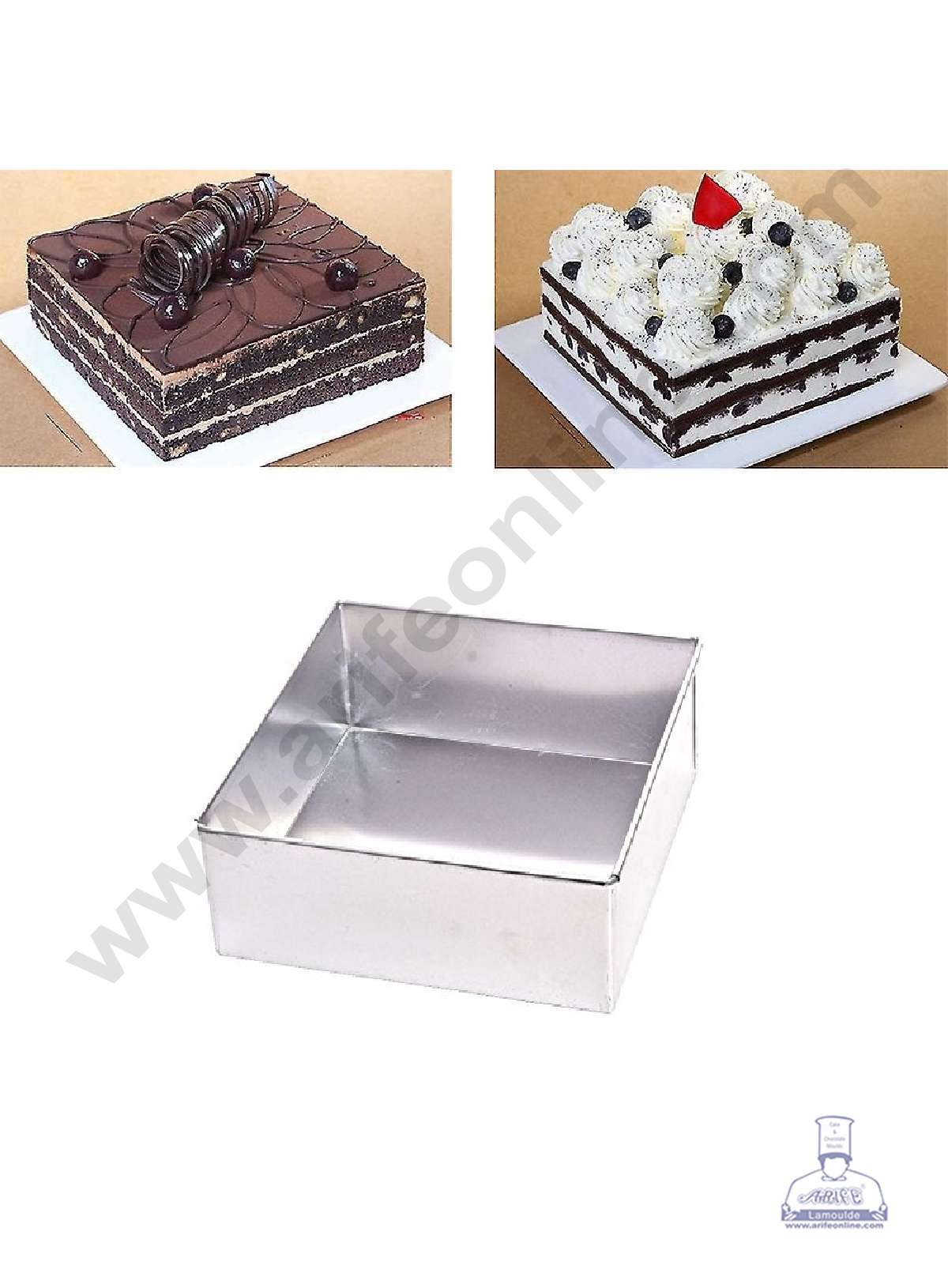 Aluminum Square Cake Mould - 8 in x 2 in (MOQ 12 PCS)
