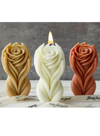 3D Hand-Cupped Rose Pillar Silicon Candle Mold│SB-SCM-DYF7670│ (MOQ 12 PCS) (AFD)