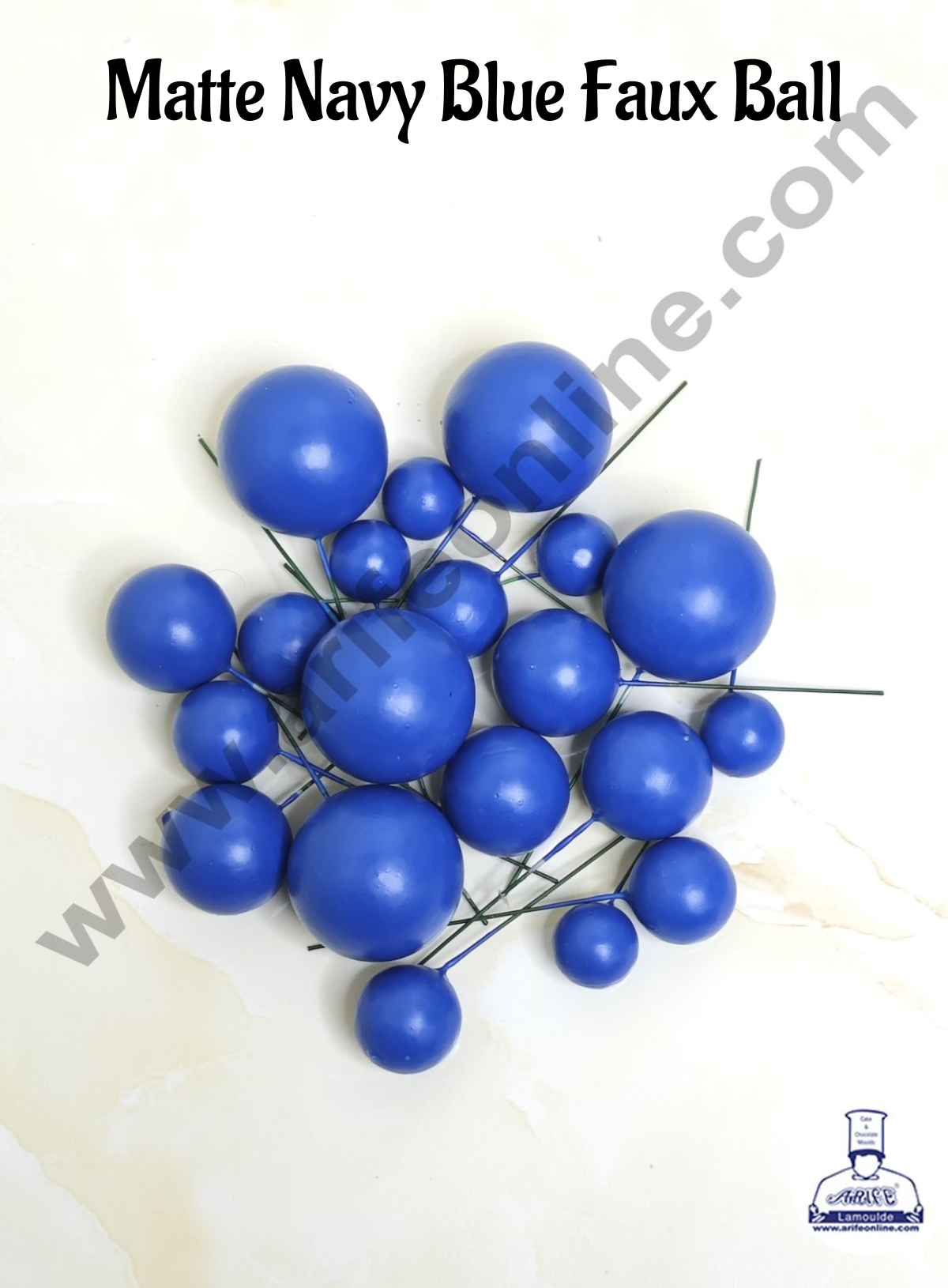 Matte Navy Blue Faux Ball Topper For Cake and Cupcake Decoration - 20 pcs Pack (MOQ 300 PACKET 1 CRTN) (IM)