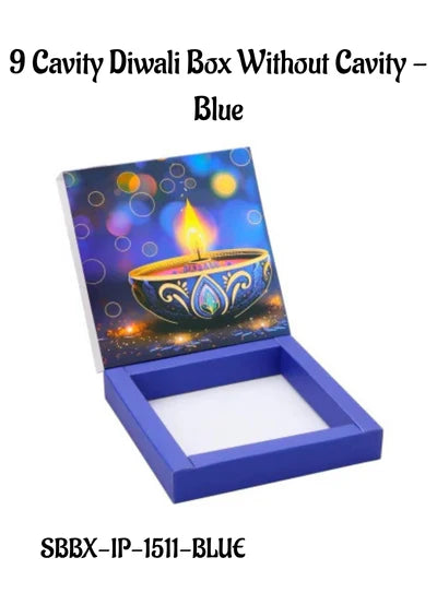 9 Cavity Diwali Sliding Hamper Box Without Cavity - Blue (1 Piece Pack) (MOQ 50 PCS)
