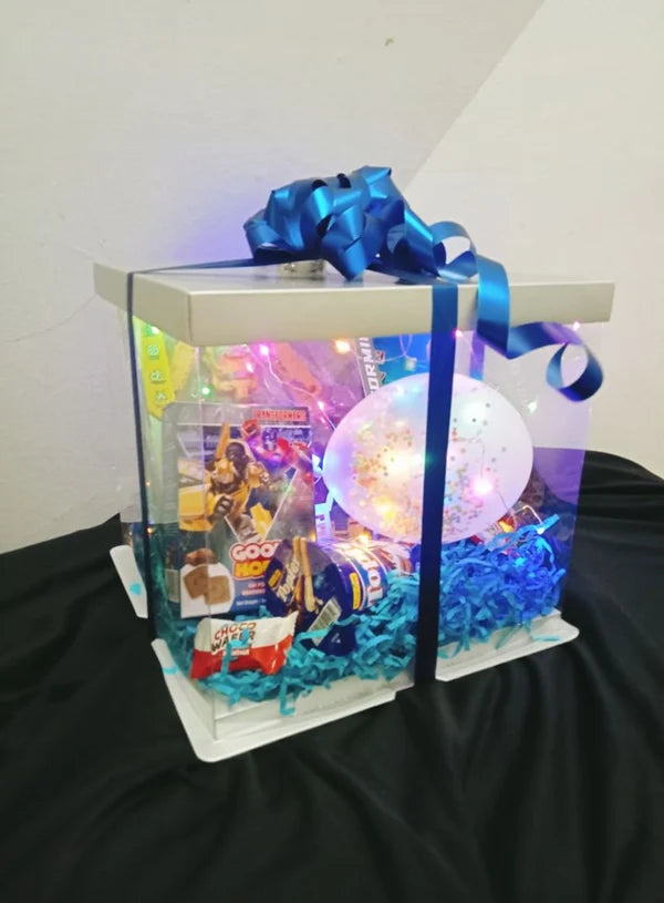 Transparent Square Pinata Cake Box With White Base Lid (12x12x14 Inch) | Pull Me Up Cake Box | Hamper Gift Box | Clear Packaging For Tall Cakes (SBBXT-505-4) (MOQ 50 PCS)  (AMD)