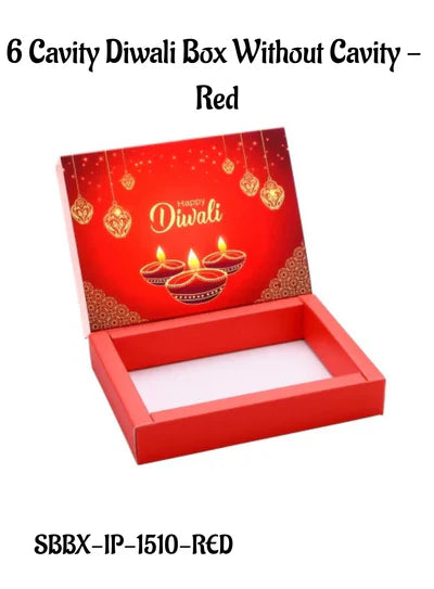 6 Cavity Diwali Sliding Hamper Box Without Cavity - Red (1 Piece Pack)  (MOQ 50 PCS)