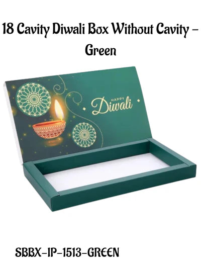 18 Cavity Diwali Sliding Hamper Box Without Cavity - Green (1 Piece Pack) - (MOQ 50 PCS)