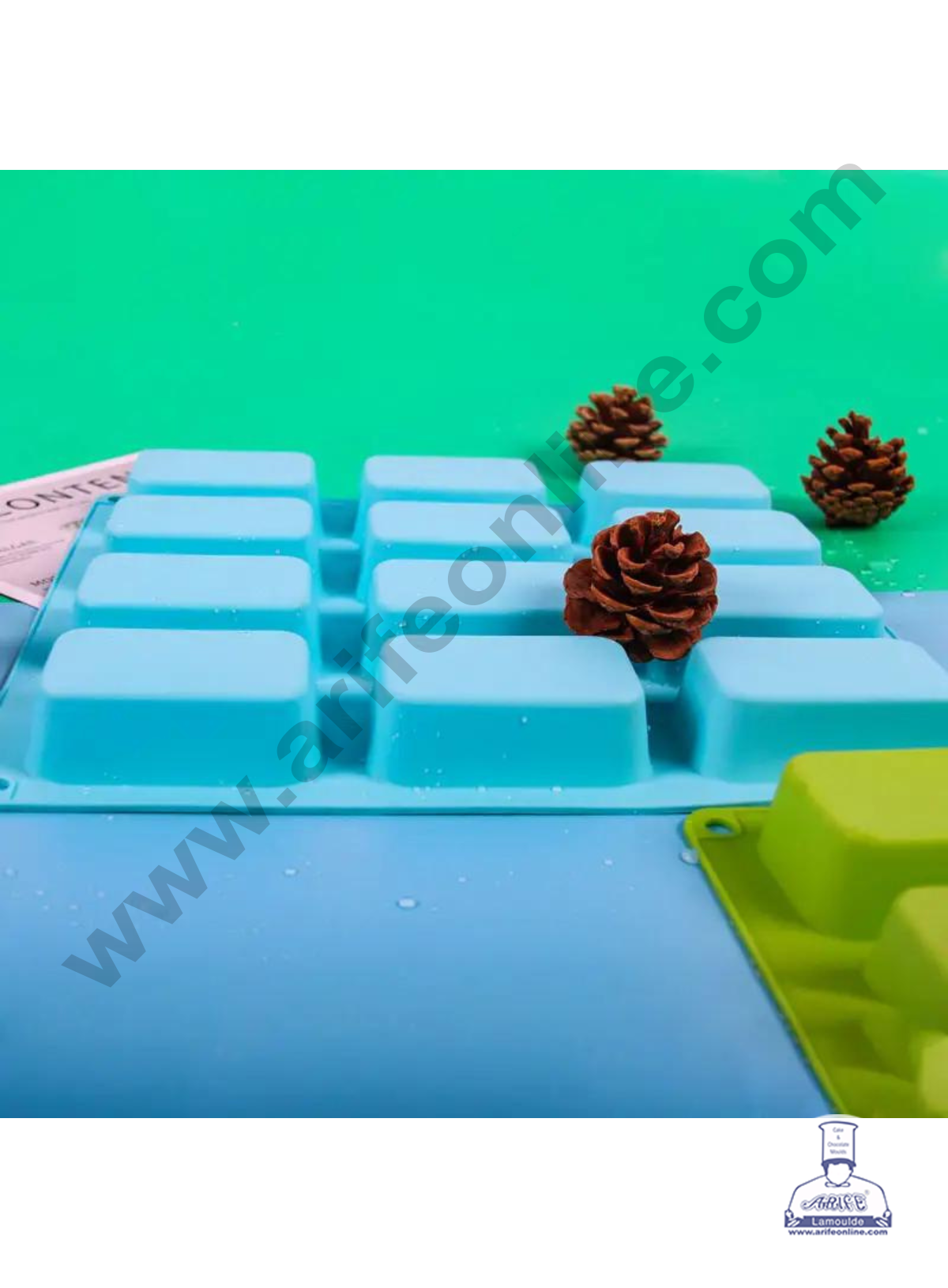 12 Cavity Rectangle Shape Round Edges Silicone moulds for Soaps, Chocolate Jelly Desserts (Big)(SBSM-LBM1361)  (MOQ 12 PCS) (MD)