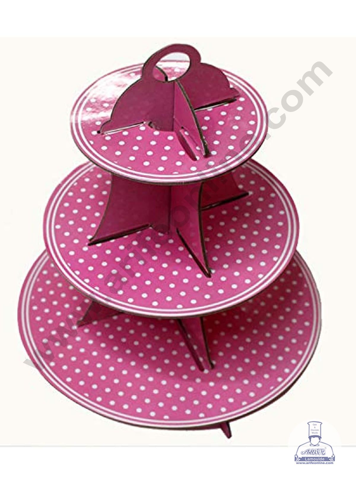 Cake Decor™ 3 Tier Small Polka Dots Printed Round Cardboard Cupcake Stand