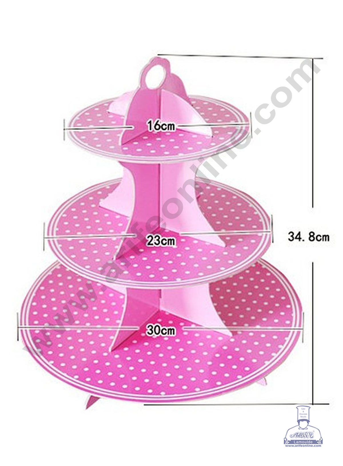 Cake Decor™ 3 Tier Small Polka Dots Printed Round Cardboard Cupcake Stand