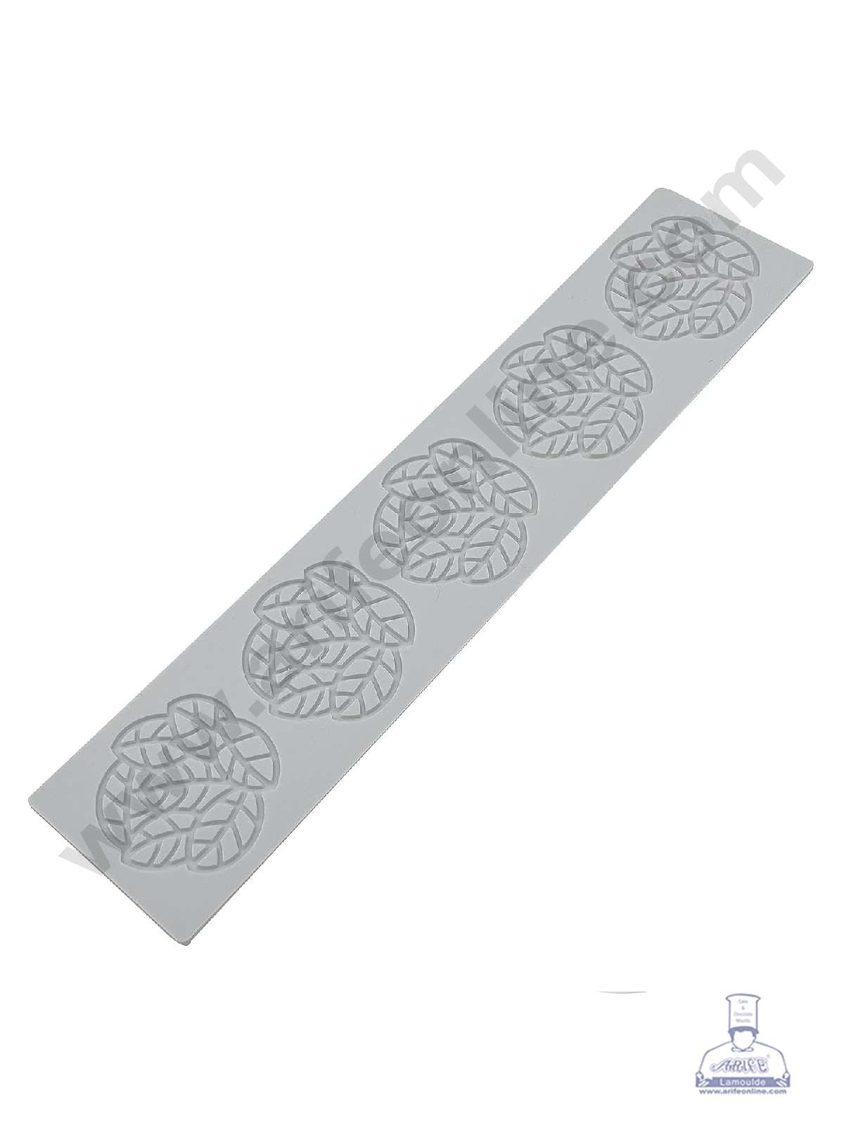 5 Cavity Leaf Flower Cutout Silicone Lace Mould, Cake Decorative Silicone Lace Mat Cake Baking Mat (SBSM-JSC3863) (MOQ 12 PCS) (EE)