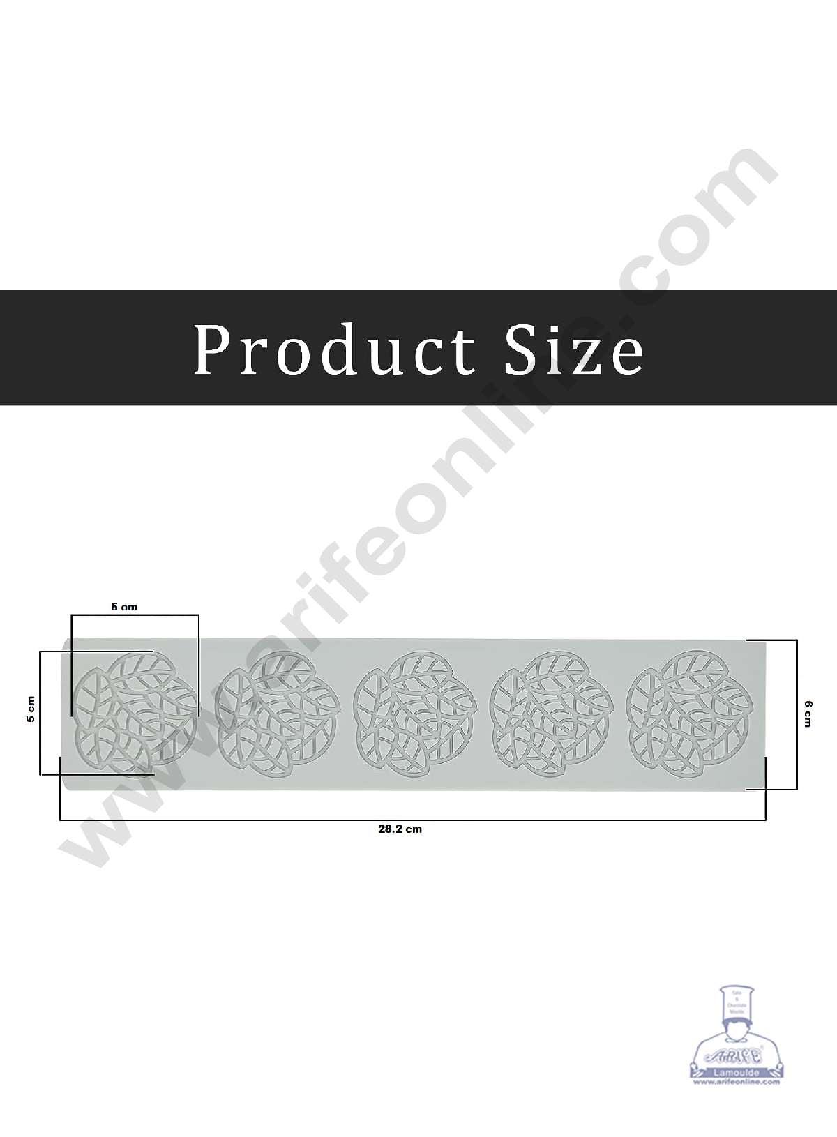 5 Cavity Leaf Flower Cutout Silicone Lace Mould, Cake Decorative Silicone Lace Mat Cake Baking Mat (SBSM-JSC3863) (MOQ 12 PCS) (EE)