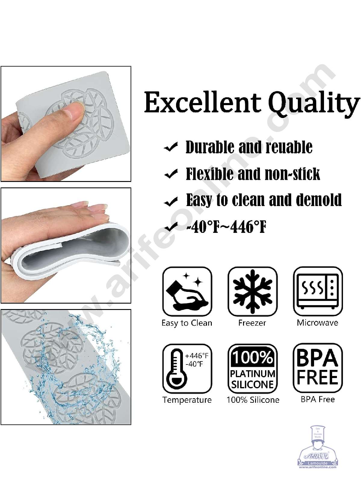5 Cavity Leaf Flower Cutout Silicone Lace Mould, Cake Decorative Silicone Lace Mat Cake Baking Mat (SBSM-JSC3863) (MOQ 12 PCS) (EE)