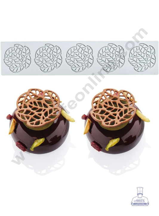 5 Cavity Leaf Flower Cutout Silicone Lace Mould, Cake Decorative Silicone Lace Mat Cake Baking Mat (SBSM-JSC3863) (MOQ 12 PCS) (EE)