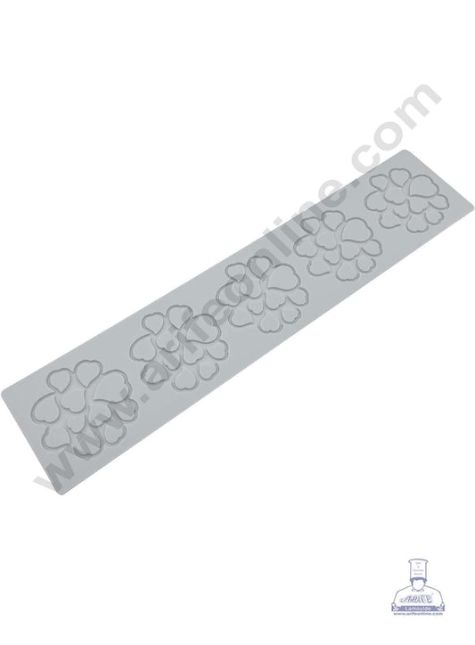 5 Cavity Mini Heart Shape Cutout Silicone Lace Mould, Cake Decorative Silicone Lace Mat Cake Baking Mat (SBSM-JSC3864)  (MOQ 12 PCS)  (EE)
