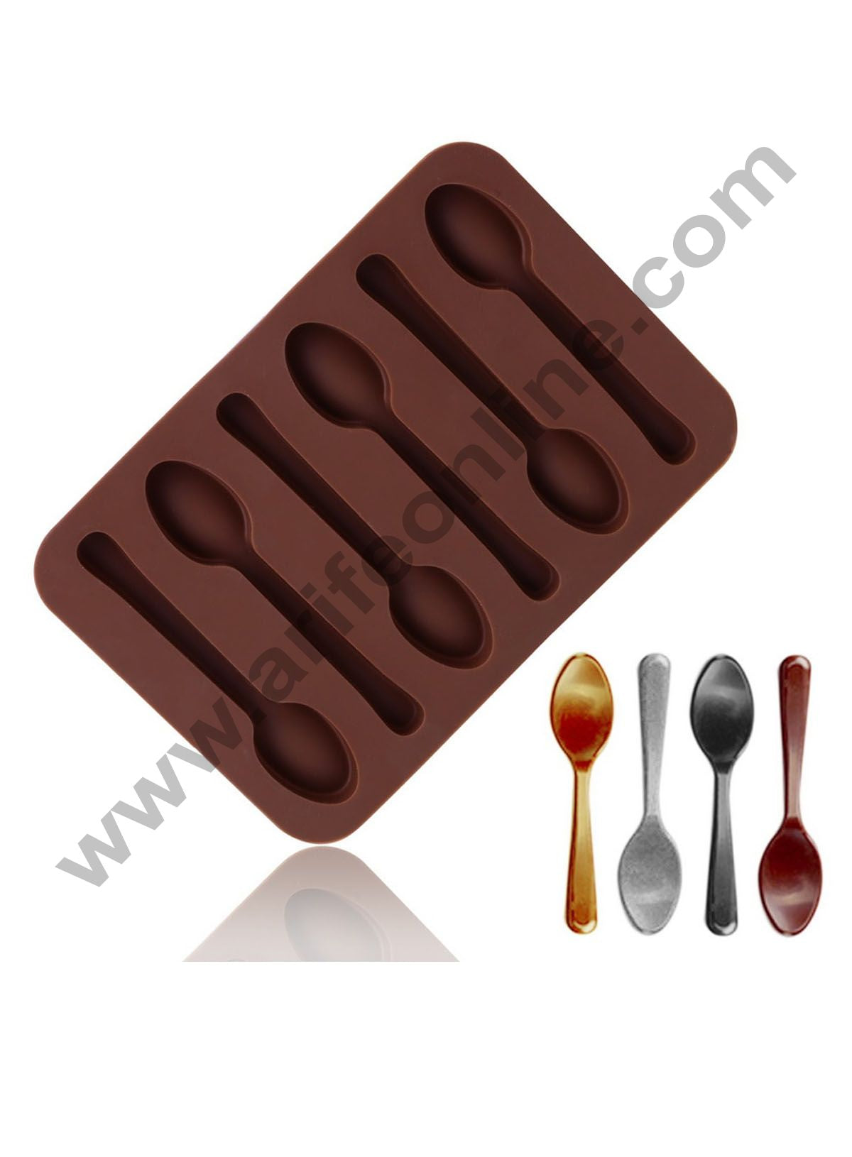 Cake Decor Silicon 6 Cavity Small Spoon Shape Design Chocolate Mould Ice, Jelly Candy Mould