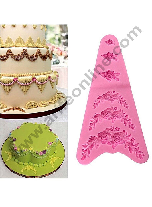 Silicon 6 in 1 Rose Border Design Marzipan Fondant Moulds SBSP-B503 (MOQ 12 PCS) (OD)