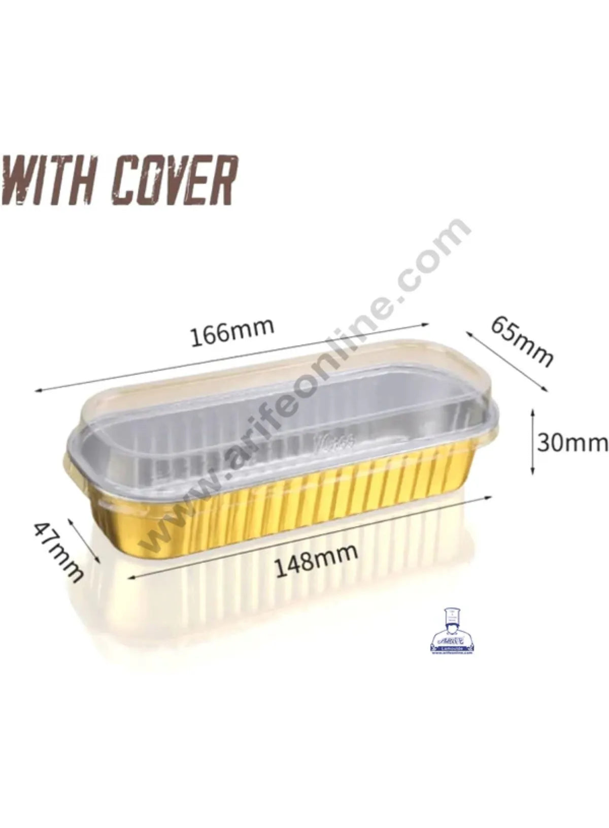 Rectangle  Aluminium Tin Foil Bake & Serve Cup with Lid | Aluminium Containers | Non-Stick Foil Baking container - Gold - 2000 Pcs per cartoon (MOQ 1 CRTN)  (L)