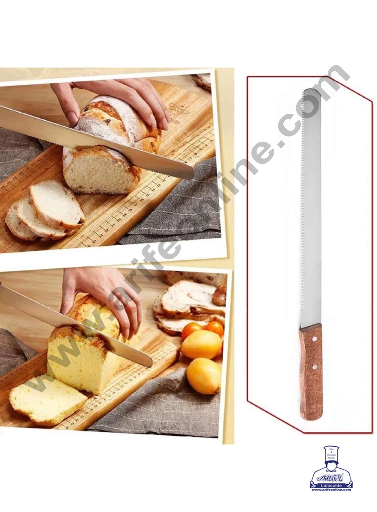 8" Small Teeth Wooden Handle Bread Knife | Cake Slicer (MOQ 12 PCS) (FD)