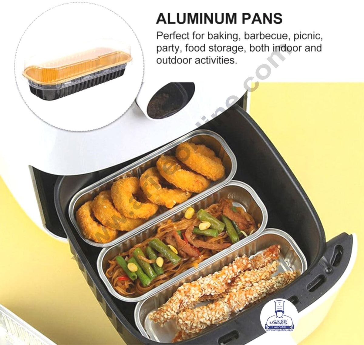 Rectangle  Aluminium Tin Foil Bake & Serve Cup with Lid | Aluminium Containers | Non-Stick Foil Baking container - Black-  2000 Pcs per cartoon (MOQ 1 CRTN) (L)