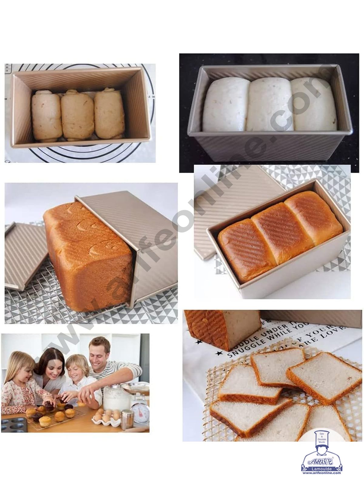 NON-STICK GOLDEN (RECT) WITH LID LOAF TIN A252-21 (MOQ 12 PCS) (RAD)