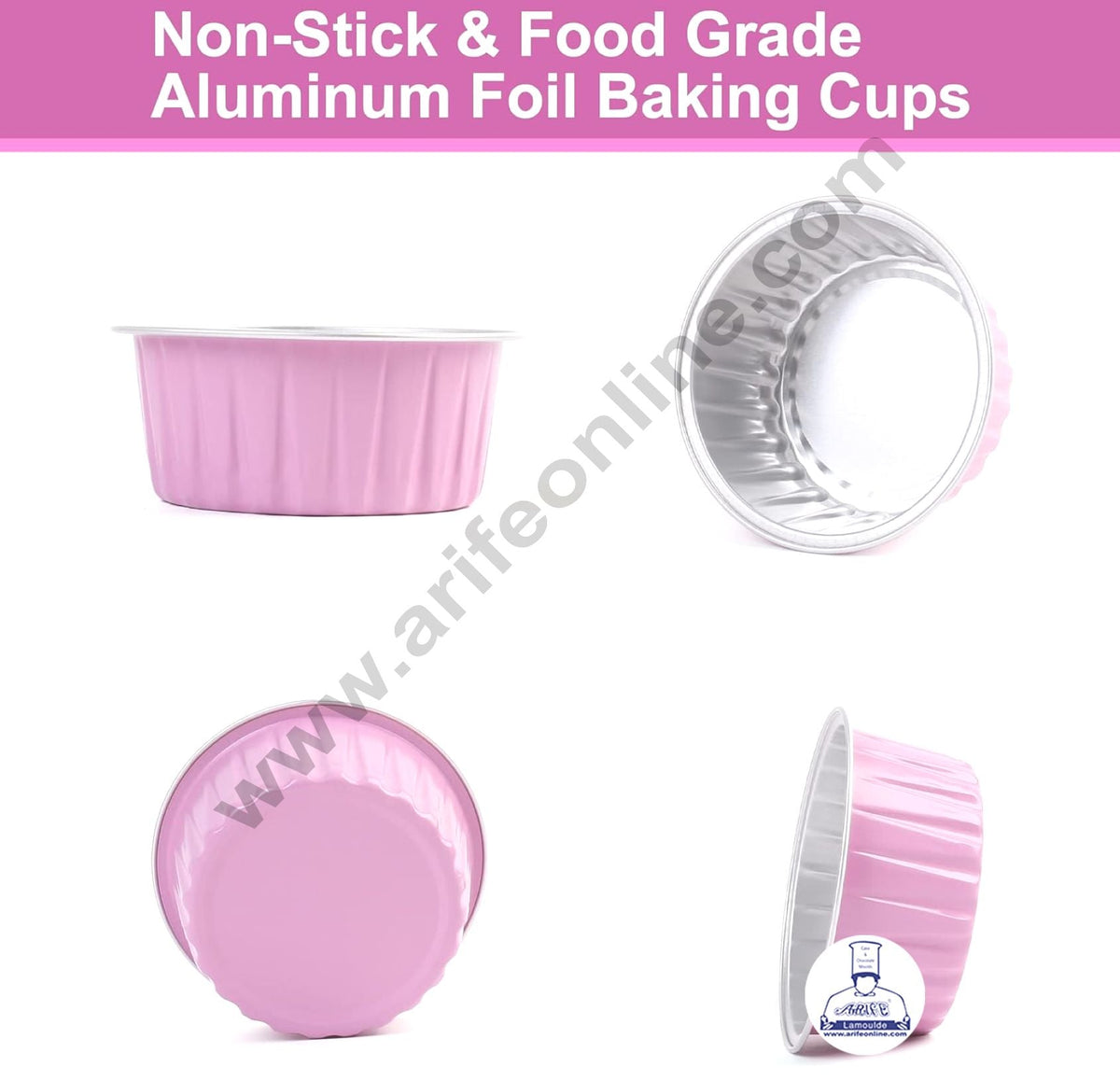 Pink Round Frill Aluminium Tin Foil With Dome Lid Bake & Serve Cup| Aluminium Containers | Non-Stick Foil Baking Cups 2000 Pcs per cartoon (MOQ 1 CRTN) (M)