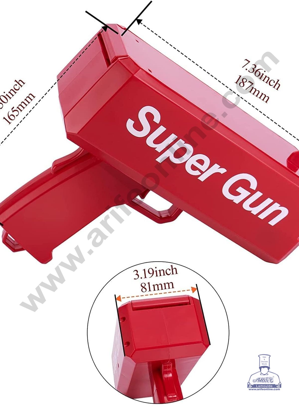 RED Money Gun Shooter Money Dispenser with Fake Money for Birthday Wedding Party, Night Club (MOQ 6 PCS)