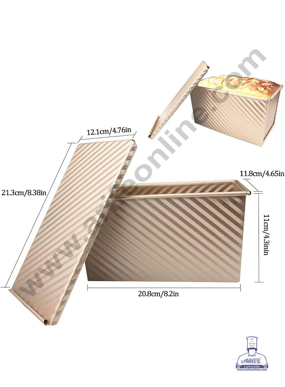 NON-STICK GOLDEN (RECT) WITH LID LOAF TIN A252-21 (MOQ 12 PCS) (RAD)