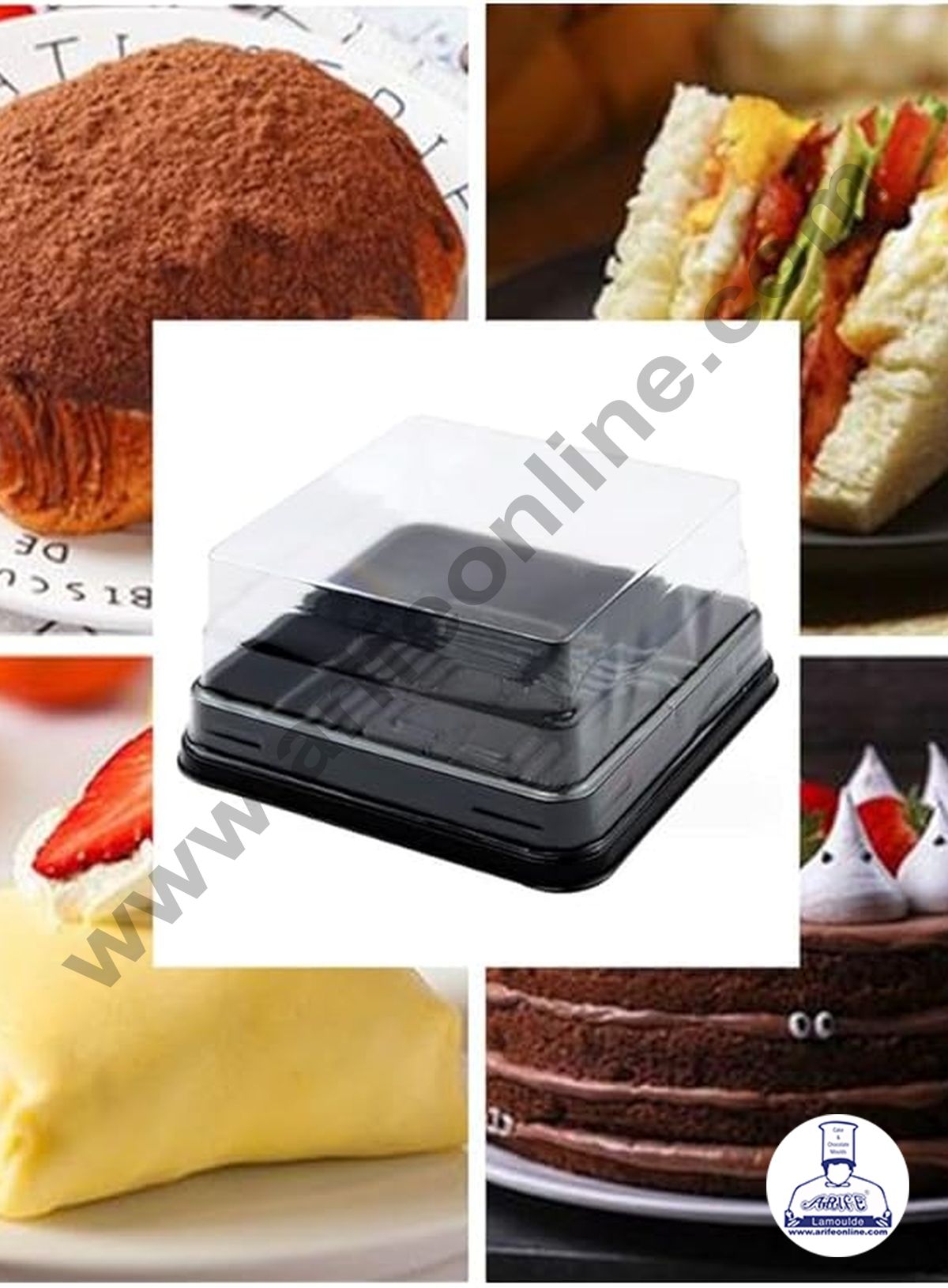 PVC SQUARE PASTRY BOX (B) 4X2" SB-CL12-12 (MOQ 100 PCS) (U)
