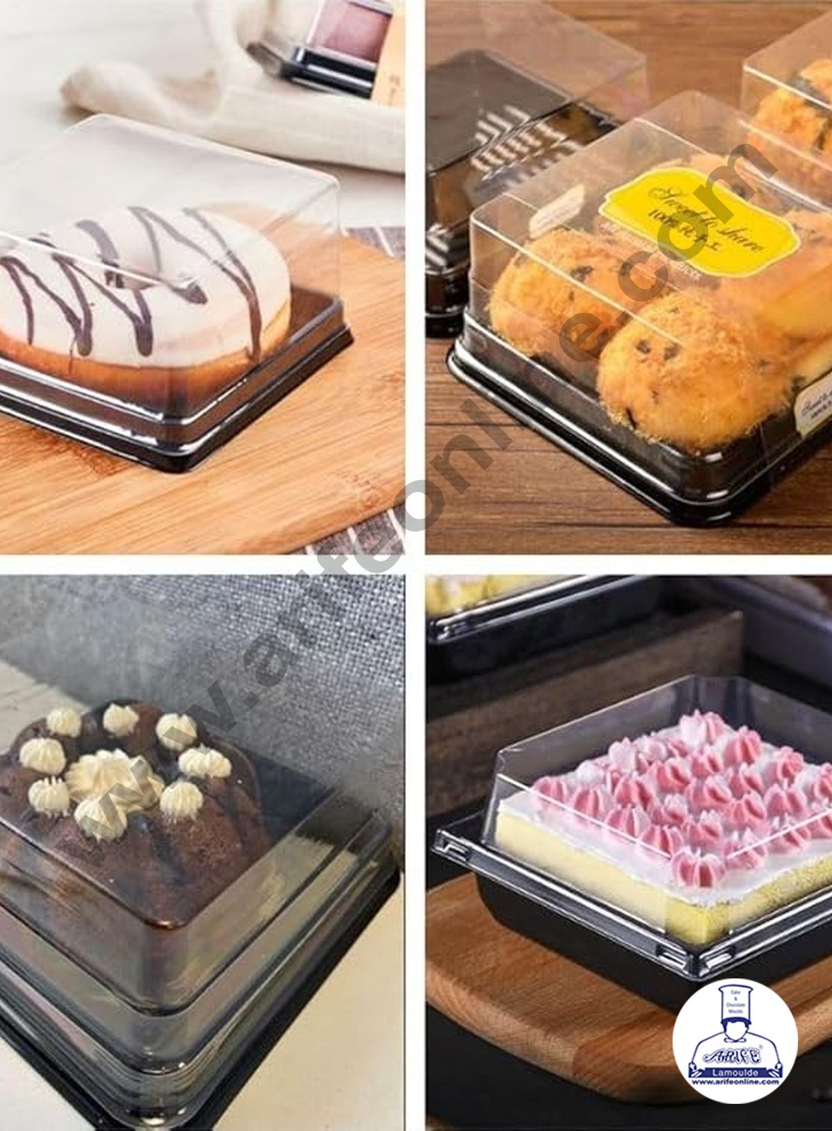 PVC SQUARE PASTRY BOX (B) 4X2" SB-CL12-12 (MOQ 100 PCS) (U)