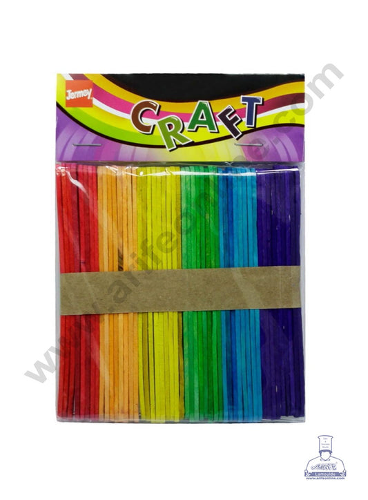 Natural Wooden Ice cream Sticks Multi colour  For Cakesicle Popsicle and Candy (50pcs) (MOQ 12 PKT)
