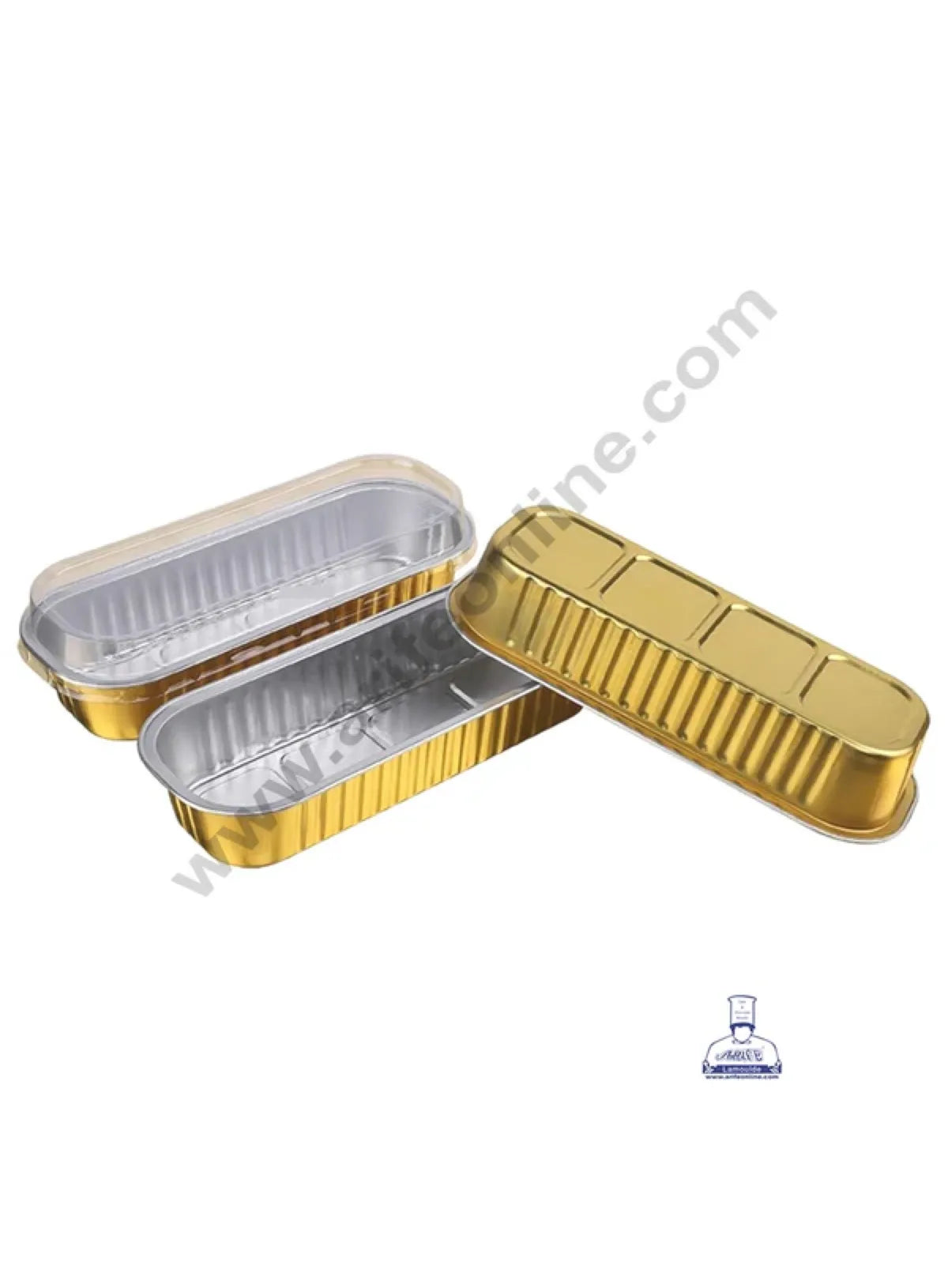 Rectangle  Aluminium Tin Foil Bake & Serve Cup with Lid | Aluminium Containers | Non-Stick Foil Baking container - Gold - 2000 Pcs per cartoon (MOQ 1 CRTN)  (L)