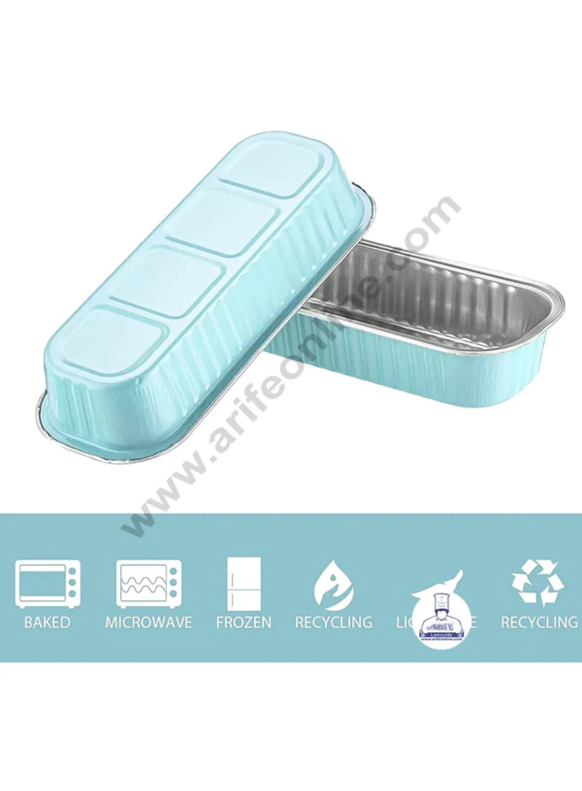 Rectangle  Aluminium Tin Foil Bake & Serve Cup with Lid | Aluminium Containers | Non-Stick Foil Baking container - Blue - 2000 Pcs per cartoon (MOQ 1 CRTN) (L)