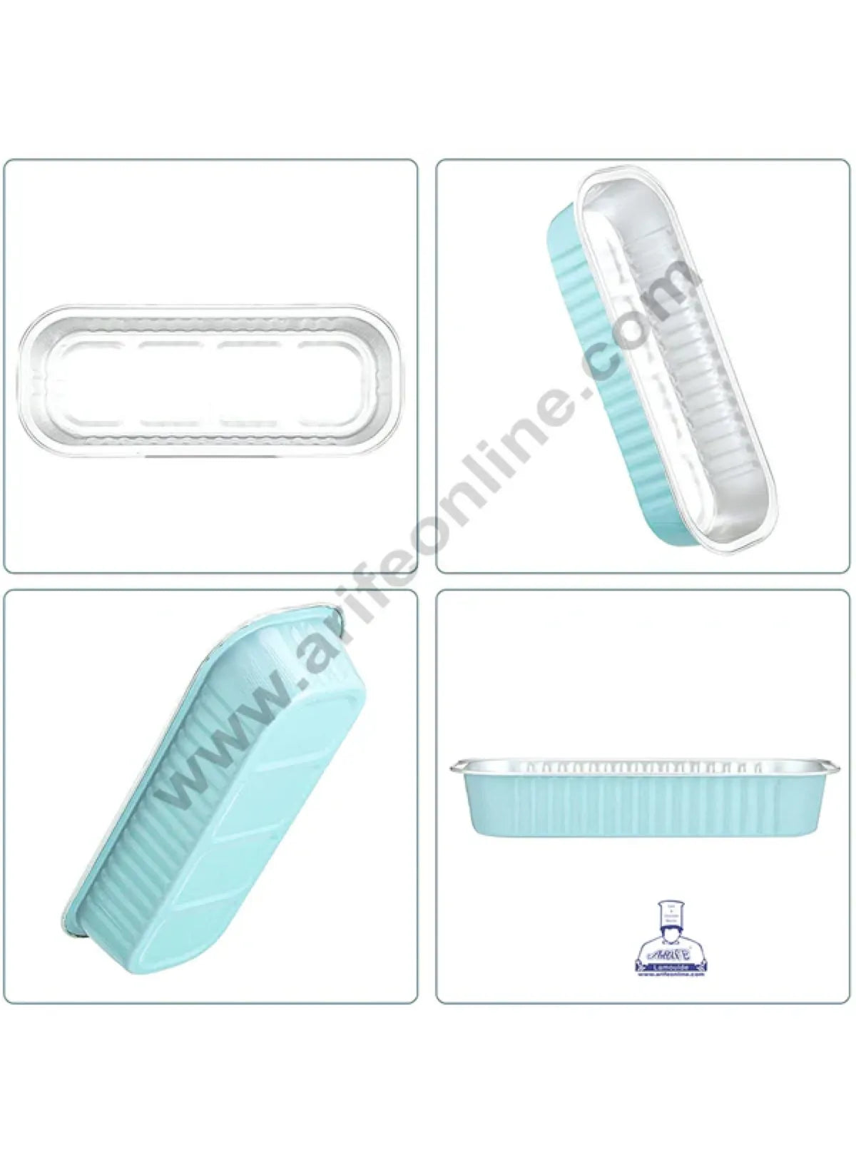 Rectangle  Aluminium Tin Foil Bake & Serve Cup with Lid | Aluminium Containers | Non-Stick Foil Baking container - Blue - 2000 Pcs per cartoon (MOQ 1 CRTN) (L)