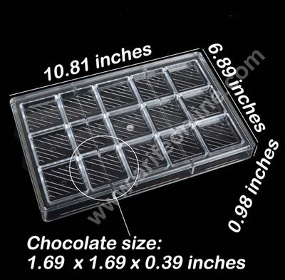 Polycarbonate Chocolate Mold: Square Praline with Diagonal Pattern│SB-3177│ (MOQ 12 PCS) (RRD)