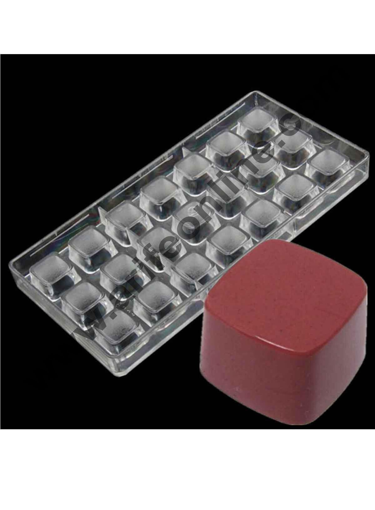 Cake Decor 21 Cavity Polycarbonate Curvy Square Chocolate Mould