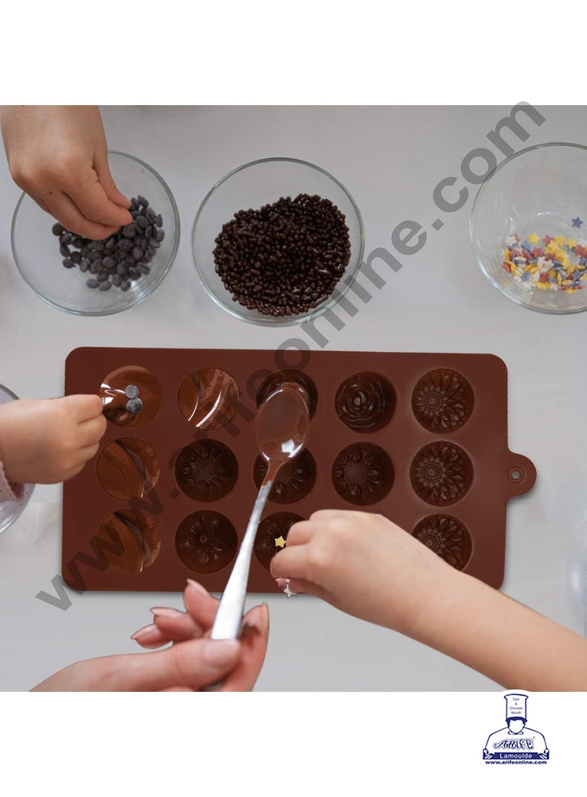 Silicon 15 Cavity Flowers Design Brown Chocolate Mould, Ice Mould, Chocolate Decorating Mould  (MOQ 12 PCS)