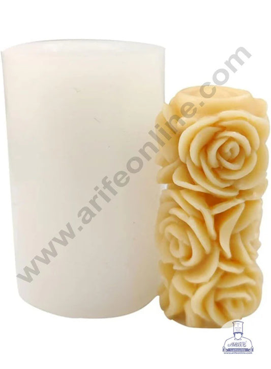 3D Silicon 1 Cavity Rose Pillar Shape Silicon Candle Mould, Silicon Soap Mould (SBSP-DYF6698)  (MOQ 12 PCS) (OD)