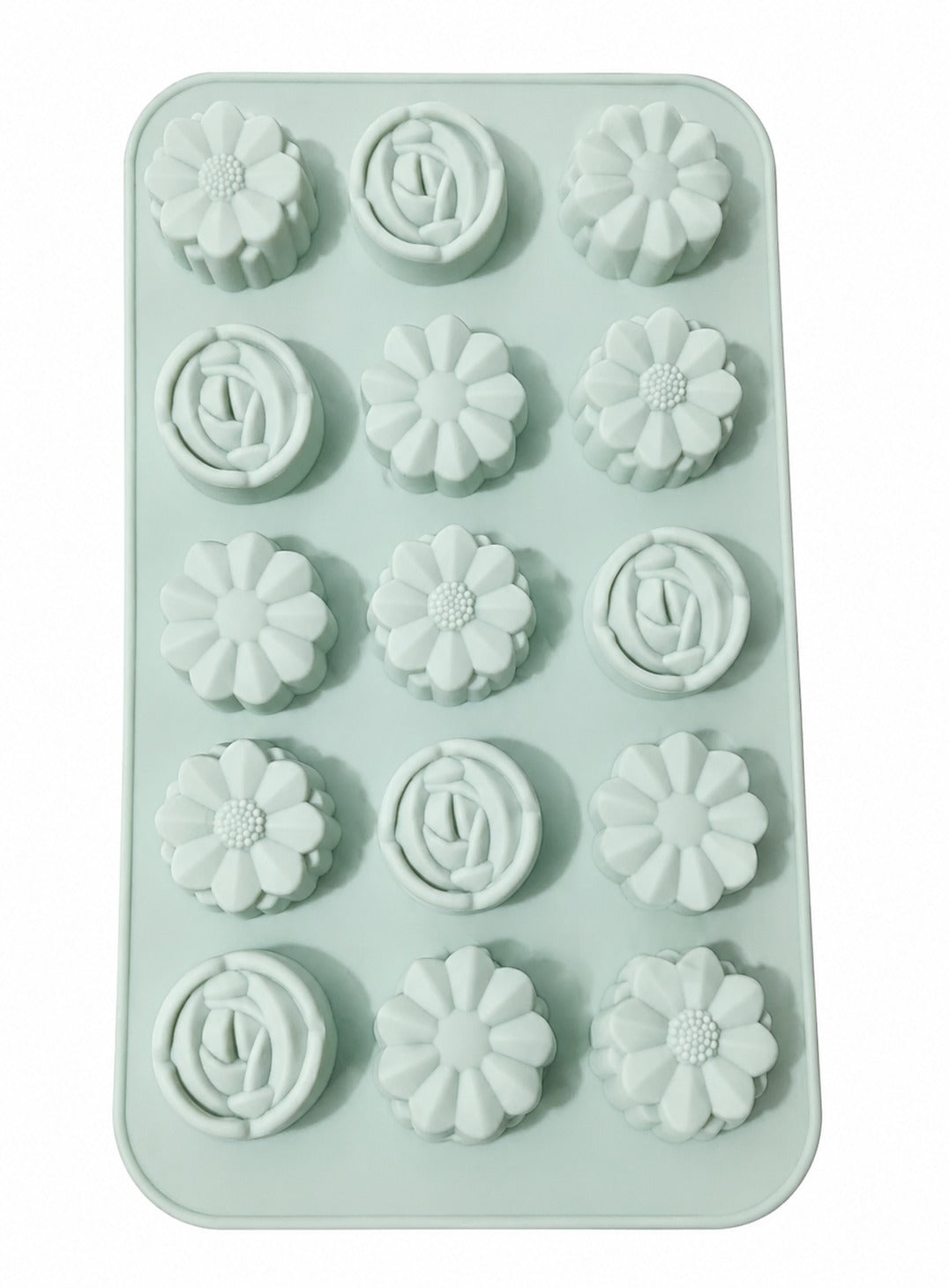 12 Cavities Silicone Flower Mould Features  With Assorted Floral (MOQ 12 PCS)