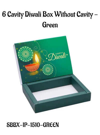 6 Cavity Diwali Sliding Hamper Box Without Cavity - Green (1 Piece Pack)  (MOQ 50 PCS)