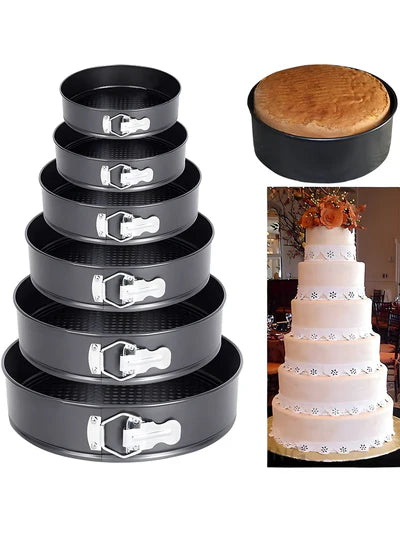 6 Pcs Non-Stick Round SpringForm Tin Set | Removable Bottom | Cake Mould (BL-6) (MOQ 12 PCS)  (FDD)