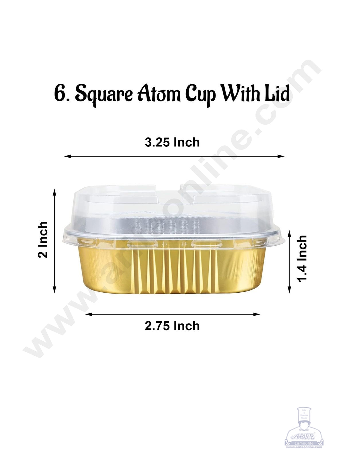 Square Atom Aluminium Cup Tin Foil With Lid Bake & Serve Cup| Aluminium Containers | Non-Stick Foil Baking Cups - 2000 Pcs per cartoon (MOQ 1 CRTN) (O)