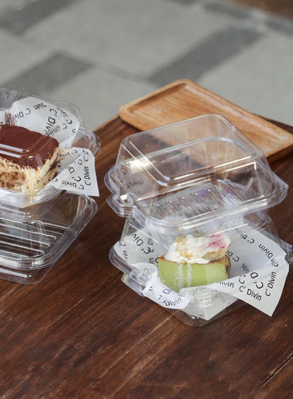 PVC Transparent Square Bento Box with Lid | Cupcake, Muffin & Dessert Packaging Container (SB-GY-205) (MOQ 100 PCS) (U)