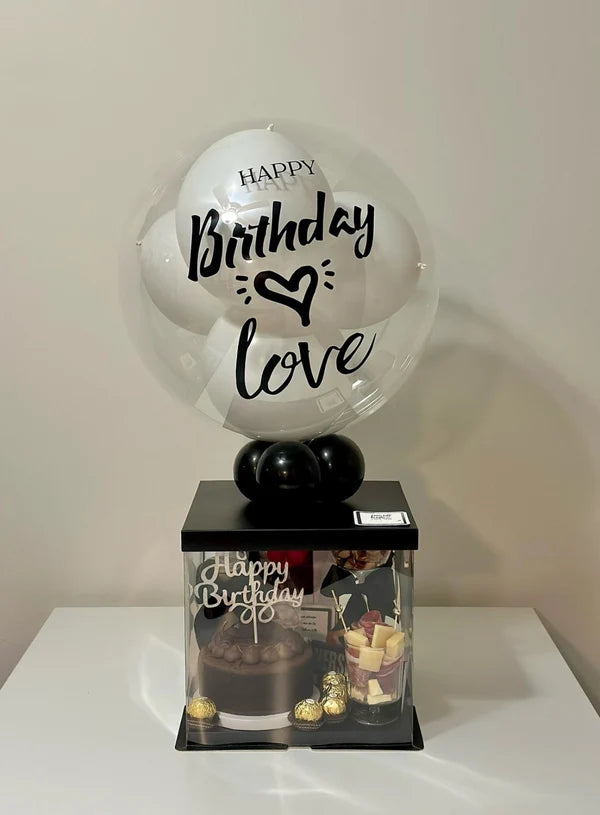Transparent Square Pinata Cake Box With Black Base Lid (10x10x12 Inch) | Pull Me Up Cake Box | Hamper Gift Box | Clear Packaging For Tall Cakes (SBBXT-505-2) -(MOQ 50 PCS) (AAE)