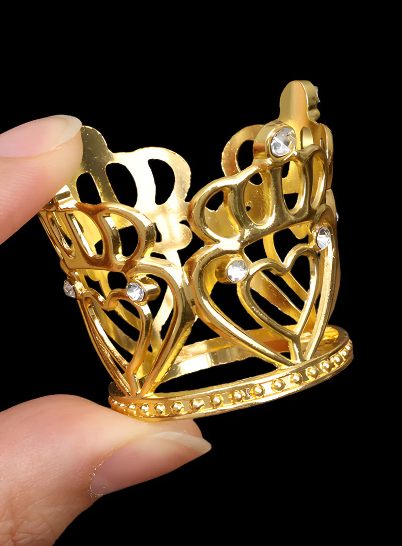 Golden Mini Heart Tiara Cake Topper Crown (SBMT-Cr-72-12-G) (MOQ 12 PCS) (FE)