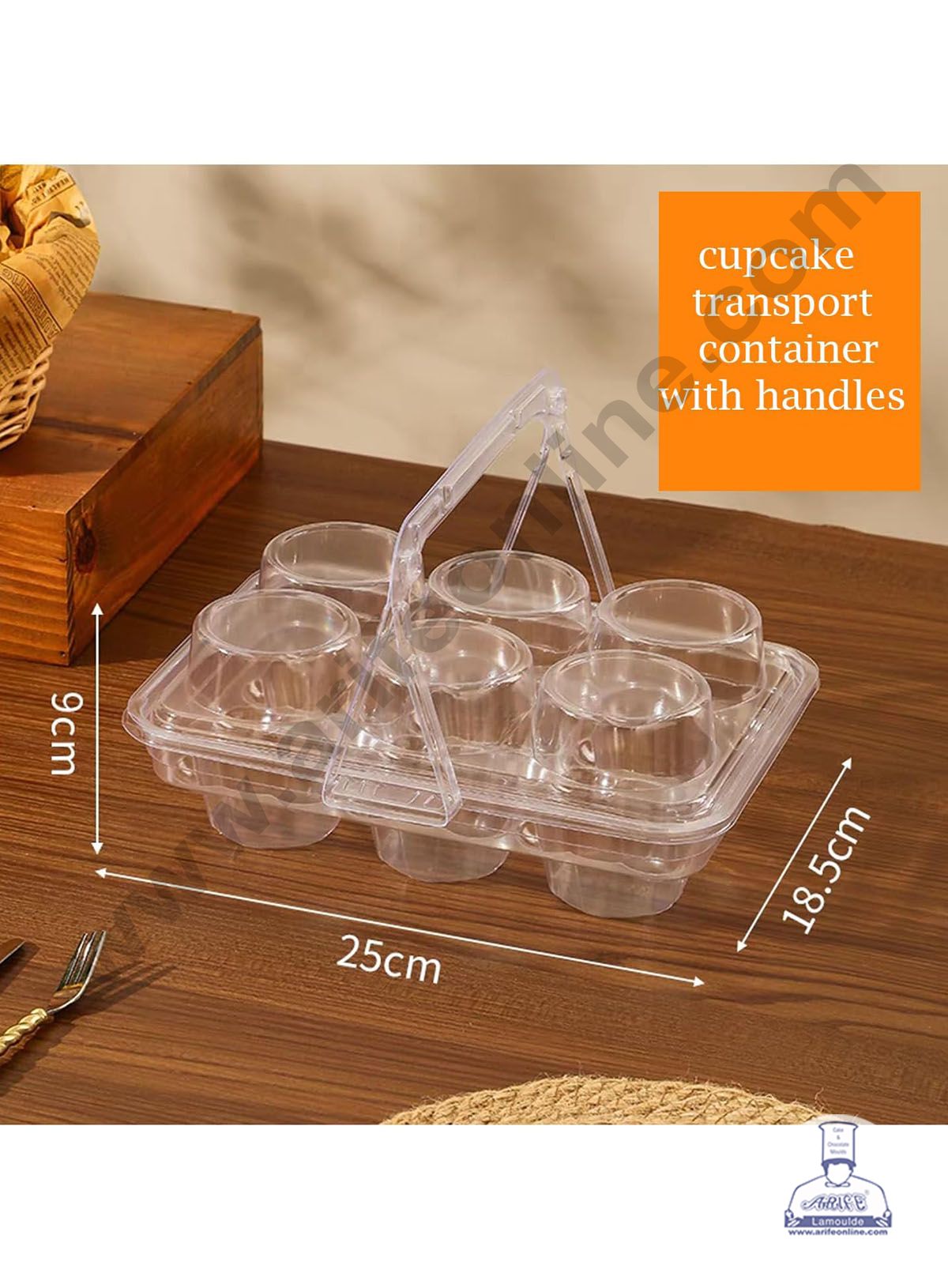 PVC 6 Cavity Cupcake Box with Handle | Muffin Box | Mini Dessert Package - (MOQ 100 PCS) (RE)